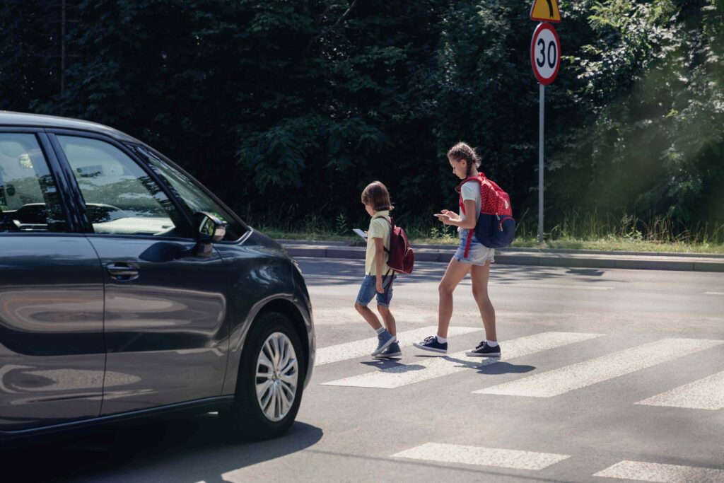 Pedestrian crossing the street